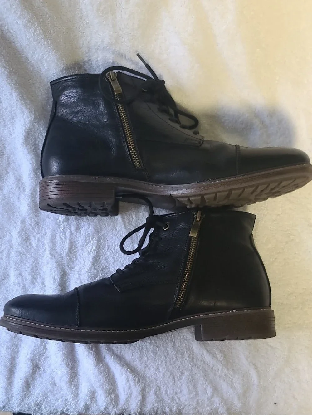 Aston Grey Men's Black Leather Lace-Up Ankle Boots With Side Zipper